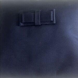 Men's Navy Blue Textured Toiletry Pouch with Bow Accent